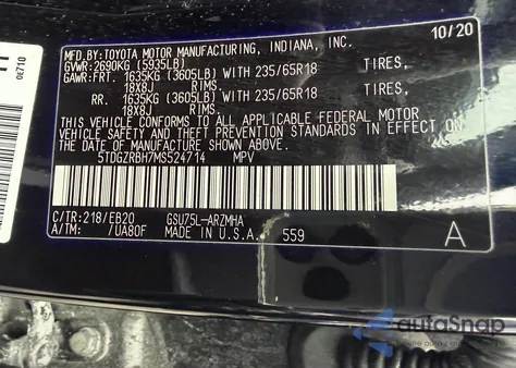 2021 Toyota Highlander Xle z USA, uszkodzony, nr VIN 5TDGZRBH7MS524714